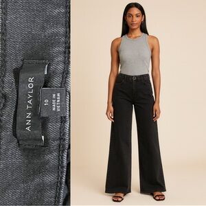 Ann Taylor Women's Size 10 Black Washed Wide-Leg Hi Rise Jeans